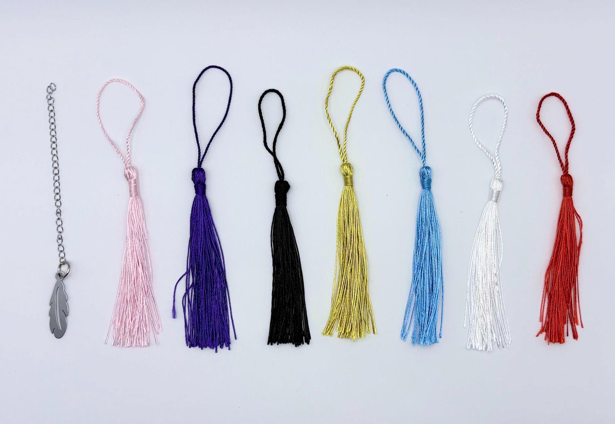 Tassel colour options to customise Celestial Moon and Stars Metal Bookmark