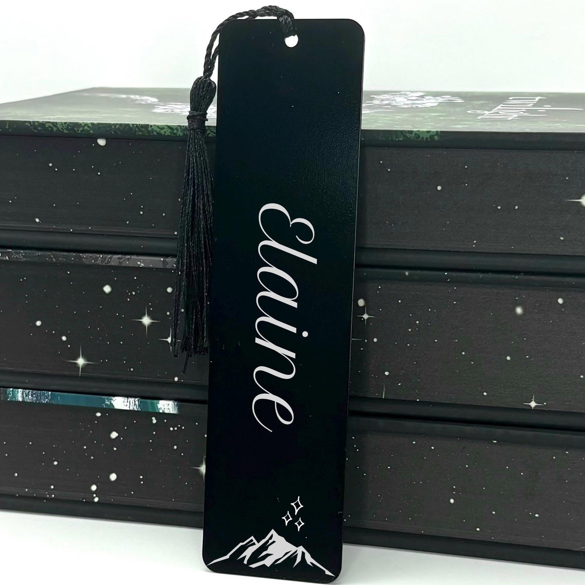 Personalised Mountain & Stars Metal Bookmark