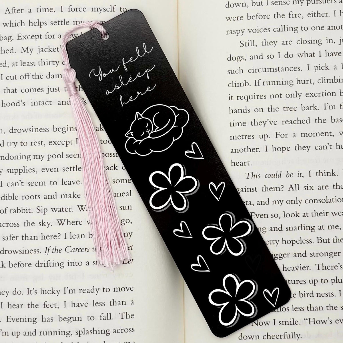 You Fell Asleep Here Cat Metal Bookmark