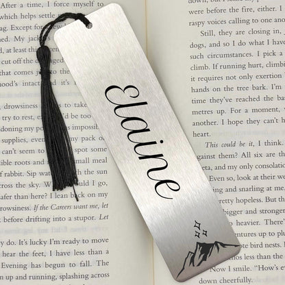Personalised Mountain & Stars Metal Bookmark