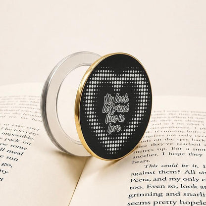     Book Boyfriend Metal Kindle Grip with My Book Boyfriend Lives In Here heart design
