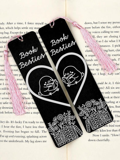 Book Besties Matching Metal Bookmarks featuring adorable designs and cute bird illustrations on durable metal.
