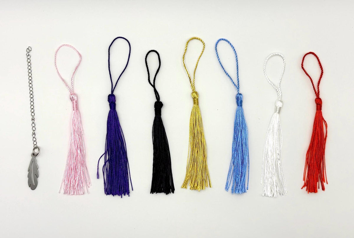 Tassel colour options to customise Personalised Name Floral Metal Bookmark