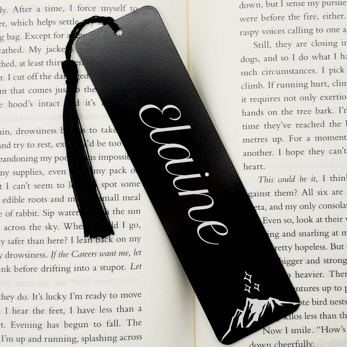 Personalised Mountain & Stars Metal Bookmark