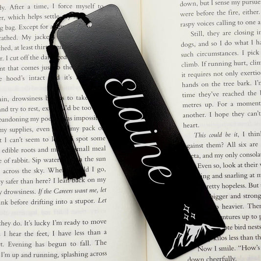 Personalised Mountain & Stars Metal Bookmark